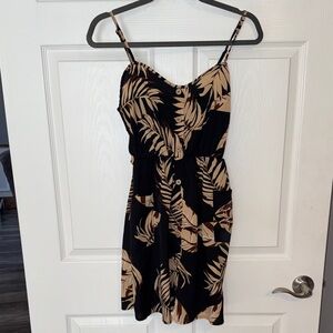 SHEIN Black and Tan Leaf Print Mini Dress